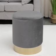 💺 stylish round velvet upholstered ottoman with gold metal base - versatile footrest for living room, bedroom & entrance - dark grey (large) storage solution logo