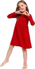 img 2 attached to 👗 Versatile Boyoo Girls Long Sleeve Dress - Stylish O-Neck Solid Pocket Dress for Girls 2-13 Years