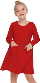 img 4 attached to 👗 Versatile Boyoo Girls Long Sleeve Dress - Stylish O-Neck Solid Pocket Dress for Girls 2-13 Years