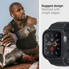 img 2 attached to Браслет и чехол Spigen Rugged Armor Pro для Apple Watch (44 мм серия 6/SE/5/4) - угольно-серый