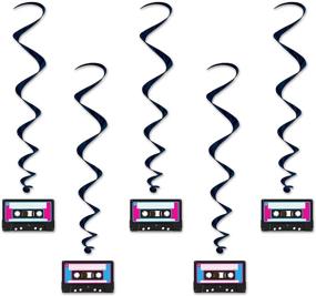 img 4 attached to 🎶 Multicolor Beistle Hanging Swirls - Casette Tape Design (1 Pack, 5 Pcs), 3.3-Inch