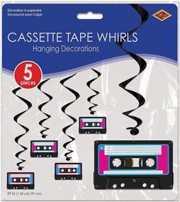 img 3 attached to 🎶 Multicolor Beistle Hanging Swirls - Casette Tape Design (1 Pack, 5 Pcs), 3.3-Inch