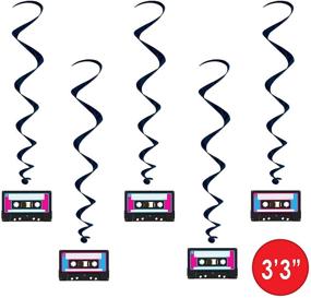 img 2 attached to 🎶 Multicolor Beistle Hanging Swirls - Casette Tape Design (1 Pack, 5 Pcs), 3.3-Inch