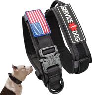 🐾 tactical dog collar - service dog collar with 3d rubber patch, usa american flag design - military dog collar with handle for medium to large dogs (size m-l-xl) logo