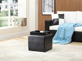 img 2 attached to 🛋️ Hodedah Import Faux Leather Ottoman - Elevate your Style with Affordable Luxury