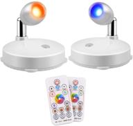 🌟 prosperbiz rgb led spotlight: battery operated accent lights, wireless puck light with remote control, dimmable uplight for painting, picture, artwork, and closet - stick anywhere! (2 pack) логотип