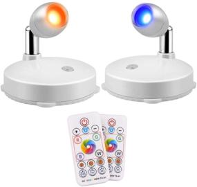 img 4 attached to 🌟 Prosperbiz RGB LED Spotlight: Battery Operated Accent Lights, Wireless Puck Light with Remote Control, Dimmable Uplight for Painting, Picture, Artwork, and Closet - Stick Anywhere! (2 Pack)