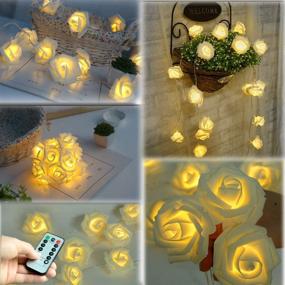 img 3 attached to 🌹 20 LED 7.2ft Rose Battery String Lights with Remote Control - 8 Modes Valentine's Decoration for Home, Holiday, Bedroom, Wedding, Party - Warm White Valentine Mother's Day String Lights