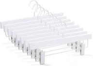 👔 top hanger 20-pack white deluxe wooden pants & skirt hangers, premium wood hangers with glossy finish, extra thick chrome hooks & anti-wrinkle clips ct03w логотип