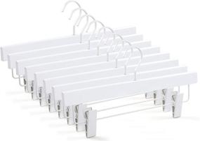 img 4 attached to 👔 TOP Hanger 20-Pack White Deluxe Wooden Pants & Skirt Hangers, Premium Wood Hangers with Glossy Finish, Extra Thick Chrome Hooks & Anti-Wrinkle Clips CT03W