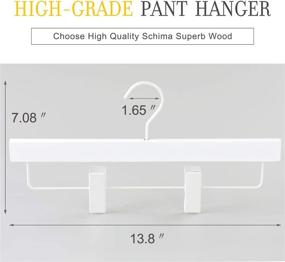 img 3 attached to 👔 TOP Hanger 20-Pack White Deluxe Wooden Pants & Skirt Hangers, Premium Wood Hangers with Glossy Finish, Extra Thick Chrome Hooks & Anti-Wrinkle Clips CT03W