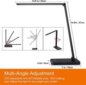 img 1 attached to Black Adjustable LED Desk Lamp with USB Charging Port, 6 Brightness Levels & 5 💡 Lighting Modes, Eye-Caring Desk Light with Touch Control, Auto Timer, Memory Function - Dimmable Table Lamp