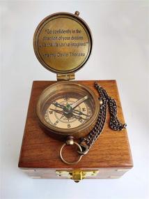 img 2 attached to 🎁 PORTHO Antique Birthday Compass with Chain & Wooden Box - Vintage Gift for Mom, Dad, Sister, Brother, Husband, Women, Men