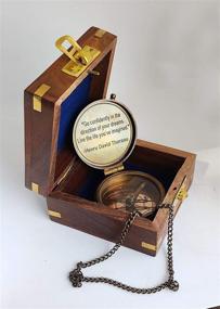 img 1 attached to 🎁 PORTHO Antique Birthday Compass with Chain & Wooden Box - Vintage Gift for Mom, Dad, Sister, Brother, Husband, Women, Men