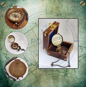 img 3 attached to 🎁 PORTHO Antique Birthday Compass with Chain & Wooden Box - Vintage Gift for Mom, Dad, Sister, Brother, Husband, Women, Men