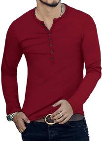 img 2 attached to Мужская одежда: футболка YTD Casual Henley, идеальная для стильного комфорта