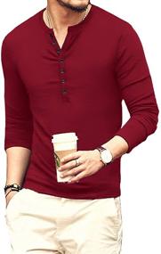 img 3 attached to Мужская одежда: футболка YTD Casual Henley, идеальная для стильного комфорта