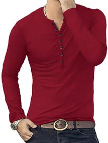 img 1 attached to Мужская одежда: футболка YTD Casual Henley, идеальная для стильного комфорта