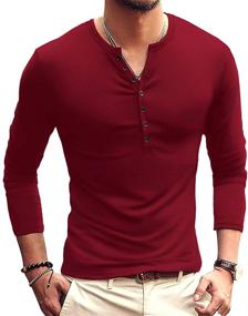 img 4 attached to Мужская одежда: футболка YTD Casual Henley, идеальная для стильного комфорта