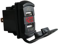 🔌 waterproof dual usb port charger with red led voltmeter - fast charge mount for vehicles and marine applications logo