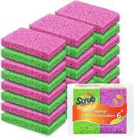 🧽 scrubit cleaning scrub sponge - 24 pack for kitchen dishes, pots, pans, and more - colors may vary logo