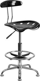 img 3 attached to 💺 Modern and Stylish Flash Furniture Vibrant Black and Chrome Drafting Stool: Tractor Seat Design