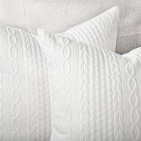 img 2 attached to 🛋️ YAERTUN Super Soft Decorative Pillow Covers (Pack of 2) - Modern Embossed Patterned Square Cushion Cases for Couch, Sofa, Bedroom, Car - 16 x 16 inch White