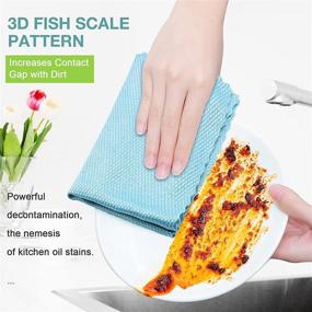 img 2 attached to 12-Pack Nanoscale Fish Scale Microfiber Cleaning Cloths - Streak-Free, Reusable & Lint-Free for Cars, Glass, Windows, Mirrors, Screens, Kitchen Dishes (12 x 16'')