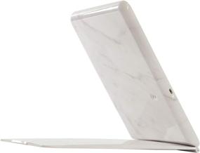 img 2 attached to 💡 Impressions Touch Pad 2.0: Rechargeable LED Makeup Mirror with Flip Cover - White Marble Edition