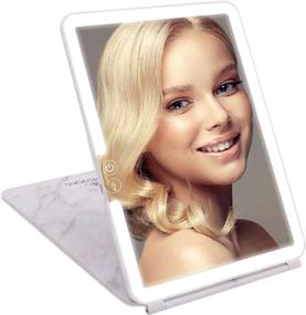 img 4 attached to 💡 Impressions Touch Pad 2.0: Rechargeable LED Makeup Mirror with Flip Cover - White Marble Edition