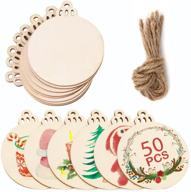 🎨 aerwo 50pcs wooden circles for crafts: pre-drilled 3.5" round wood discs - unfinished diy hanging wooden christmas ornaments - paintable christmas craft kits for kids logo