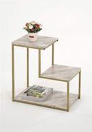 🌟 modern 3-tier gold & white faux marble side end table with shelf for chic storage logo