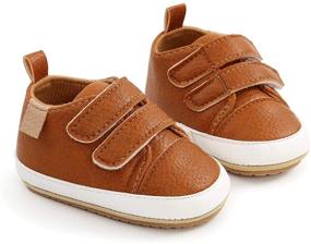 img 1 attached to 👶 Non-Slip Rubber Sole Baby Boys Girls Shoes: Infant Sneakers for Toddler First Walker, Outdoor Tennis, Crib, and Dress Shoes