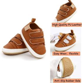 img 2 attached to 👶 Non-Slip Rubber Sole Baby Boys Girls Shoes: Infant Sneakers for Toddler First Walker, Outdoor Tennis, Crib, and Dress Shoes