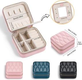 img 3 attached to 🎁 MEEKISS Jewelry Box: Portable Travel Organizer for Rings, Earrings & Necklaces – 2-Layer Storage Holder Box with Mirror, PU Leather Case - Pink