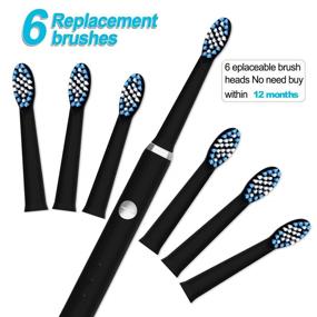 img 3 attached to 🦷 Sonic Electric Toothbrush for Adults | 6 Dupont Brush Heads, 3 Modes | Dentist Recommended | Waterproof and Delicate | USB Inductive Charging | Black