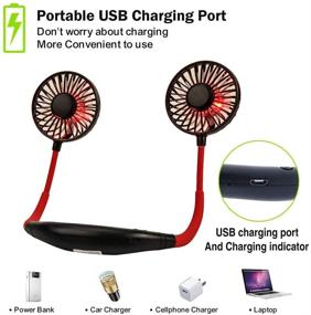 img 3 attached to Stay Cool Anywhere with the Portable Neck Fan - Rechargeable, Hands-Free, 3 Speed Adjustable, 360° Rotation, Low Noise - Ideal for Sports, Office, Home, and Outdoor Activities