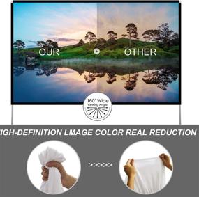 img 2 attached to 🎥 Portable 100 inch Projector Screen: 4K HD, 16:9 Ratio, with Stand for Indoor/Outdoor Home Theater, Backyard Cinema, and Travel - Includes Carry Bag