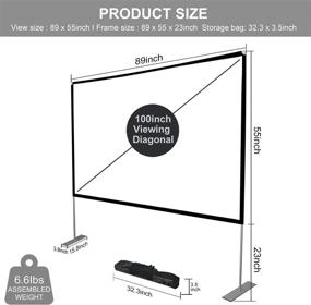 img 3 attached to 🎥 Portable 100 inch Projector Screen: 4K HD, 16:9 Ratio, with Stand for Indoor/Outdoor Home Theater, Backyard Cinema, and Travel - Includes Carry Bag