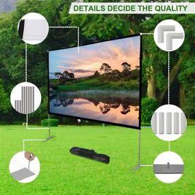 img 1 attached to 🎥 Portable 100 inch Projector Screen: 4K HD, 16:9 Ratio, with Stand for Indoor/Outdoor Home Theater, Backyard Cinema, and Travel - Includes Carry Bag