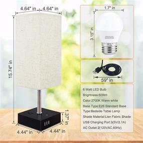 img 3 attached to 💡 Convenient and Stylish Hansang Bedside Table Lamp with USB Ports, AC Outlets, and Warm White Light – Perfect for Bedroom or Living Room Décor! LED Bulb Included