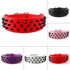 img 1 attached to 🐶 Benala 2" Cool Spiked Studded Dog Collar in Black Leather for Medium to Large Dogs - Ideal for Pitbulls, Mastiffs, and Bullies