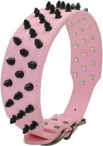 img 3 attached to 🐶 Benala 2" Cool Spiked Studded Dog Collar in Black Leather for Medium to Large Dogs - Ideal for Pitbulls, Mastiffs, and Bullies