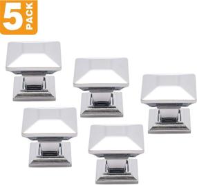 img 2 attached to 🔲 Southern Hills Polished Chrome Cabinet Knobs - Pack of 5 - Stylish Square Drawer Pulls for Kitchen or Bathroom Cabinets, SHKM006-CHR-5