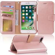 📱 arae case for iphone 7 plus/iphone 8 plus - premium pu leather wallet case with kickstand and flip cover, rose gold - specifically designed for iphone 7 plus (2016)/iphone 8 plus (2017) 5.5" (not compatible with iphone 7/8) logo