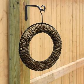 img 1 attached to 🐰 16 Inch Gray Bunny Hanging Peanut Wreath Bird Feeder - Rust & UV Resistant, Weatherproof, Solid Steel Durable Black Whole Peanut Wild Bird Feeder with Hanging Hook