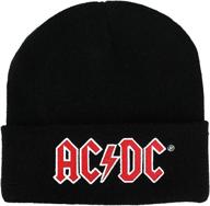 stylish bioworld acdc embroidered logo cuff beanie: classic black edition logo