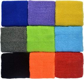 img 1 attached to 🏋️ obmwang 18 Piece Colorful Cotton Sweatbands: Ideal Wristbands for Gym, Yoga, Football, and More!