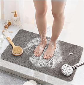 img 4 attached to 🛁 UCOMELY Non-Slip Shower Mat: Soft Textured Bath, Shower, Tub Mat for Wet Areas, Large PVC Loofah Bathroom Mat, 34"x16" Comfort Bathtub Mats with Drain Design, Quick Drying (Grey)