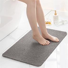 img 3 attached to 🛁 UCOMELY Non-Slip Shower Mat: Soft Textured Bath, Shower, Tub Mat for Wet Areas, Large PVC Loofah Bathroom Mat, 34"x16" Comfort Bathtub Mats with Drain Design, Quick Drying (Grey)